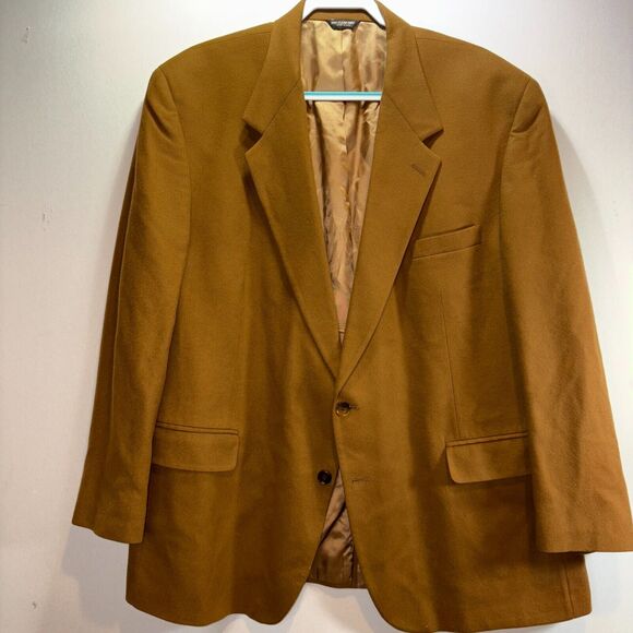 Nathan David 100% Cashmere Sports Coat Blazer Mens No Size Camel 2 Buttons Paris - Picture 2 of 12